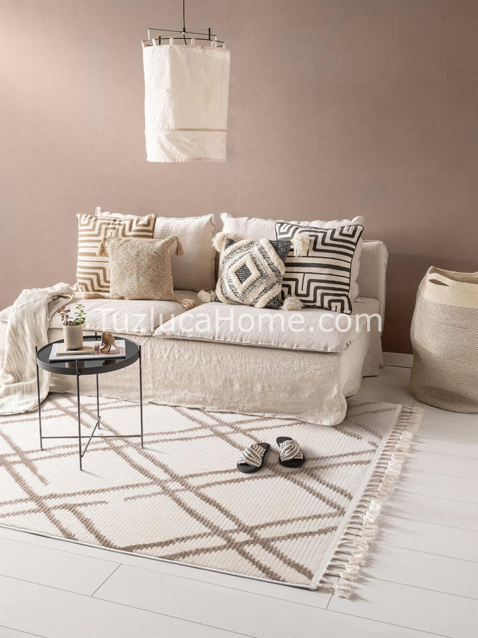 Tuzluca Home Bohem İskandinav Tarz Özel Ölçülü l Makina Halısı 03 Bej