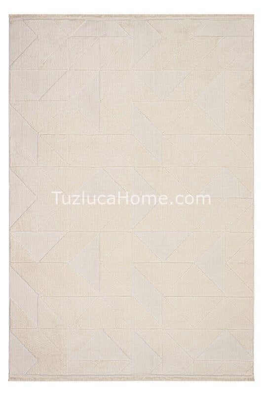 Tuzluca Home Leo Peluş Dokulu Makine Halısı Özel Ölçülü 02 Krem