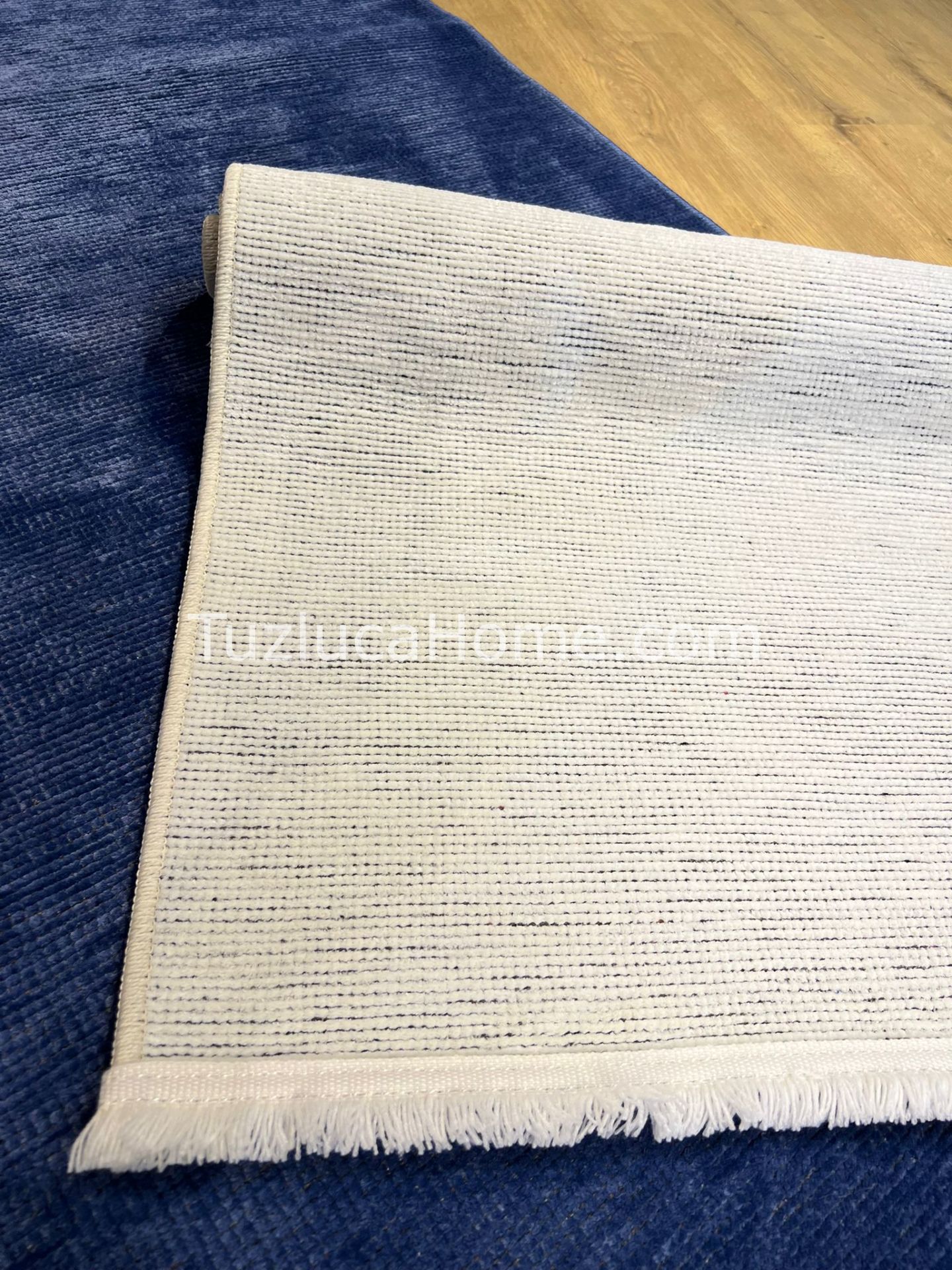 Tuzluca Home Yıkanabilir Sade Dokuma Kilim Özel Ölçü Beyaz