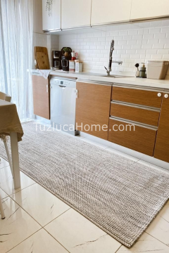 Silva İskandinav Bohem Tarz Özel Ölçü Kesme Makina Halısı 01 gri