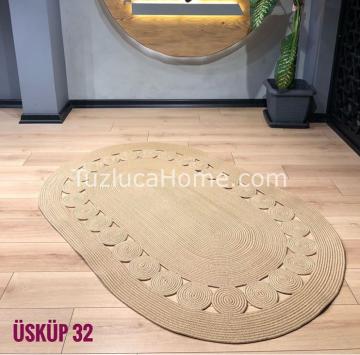 Bodrum Gri El Dokuması Dekorartif Örgü Jüt Halı 120X180