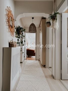 Jade İskandinav Bohem Tarz Özel Ölçü Kesme Makina Halısı 01 ekru