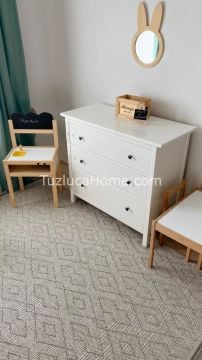 Jade İskandinav Bohem Tarz Özel Ölçü Kesme Makina Halısı 01 Gri