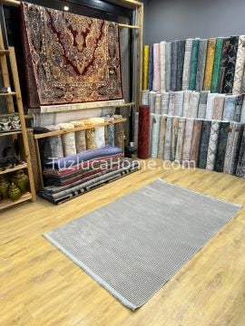 Saten Kadife Çamaşır Makinasında Yıkanabilir Özel Ölçü İnce Dokuma Makina Halısı 01 Gri