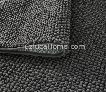 Zenith Çamaşır Makinasında Yıkanabilir Özel Ölçülü Bukle Dokuma Kaymaz Taban Halı Antrasit