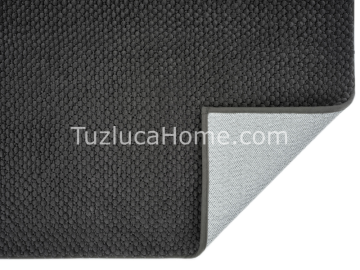 Zenith Çamaşır Makinasında Yıkanabilir Özel Ölçülü Bukle Dokuma Kaymaz Taban Halı Antrasit