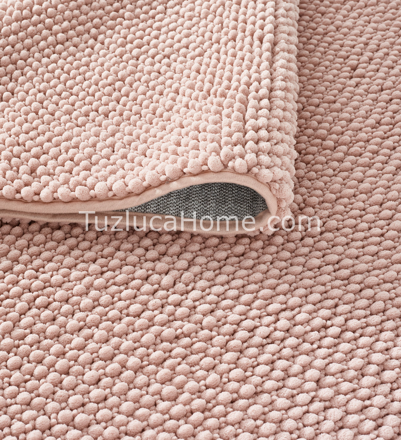 Zenith Çamaşır Makinasında Yıkanabilir Özel Ölçülü Bukle Dokuma Kaymaz Taban Halı Pembe