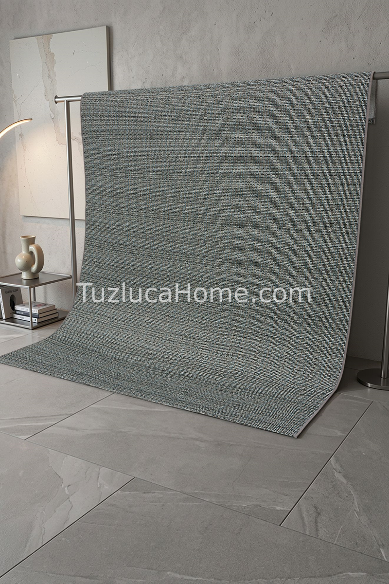 Tuzluca Home Sisal Halı Özel Ölçü Mavi Antrasit