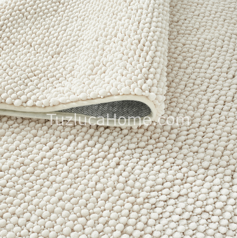 Zenith Çamaşır Makinasında Yıkanabilir Özel Ölçülü Bukle Dokuma Kaymaz Taban Halı Ekru