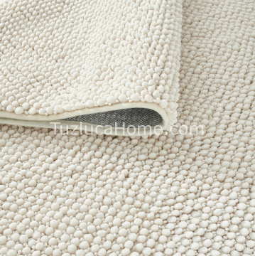 Zenith Çamaşır Makinasında Yıkanabilir Özel Ölçülü Bukle Dokuma Kaymaz Taban Halı Ekru