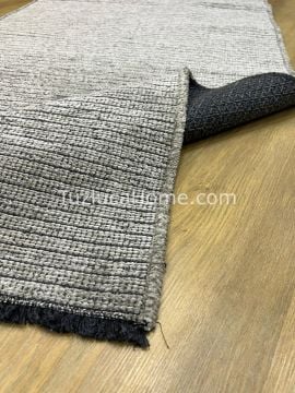 Zenith Çamaşır Makinasında Yıkanabilir Özel Ölçülü Şönil Dokuma Kaymaz Taban Kilim Gri