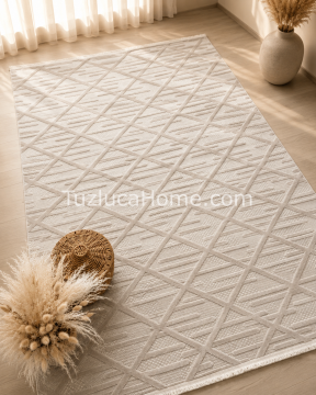 Tuzluca Home Art Çamaşır Makinasında Yıkanabilir Özel Ölçü İnce Dokuma Makina Halısı Vizon