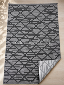 Tuzluca Home Art Çamaşır Makinasında Yıkanabilir Özel Ölçü İnce Dokuma Makina Halısı Antrasit