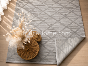 Tuzluca Home Art Çamaşır Makinasında Yıkanabilir Özel Ölçü İnce Dokuma Makina Halısı Gri
