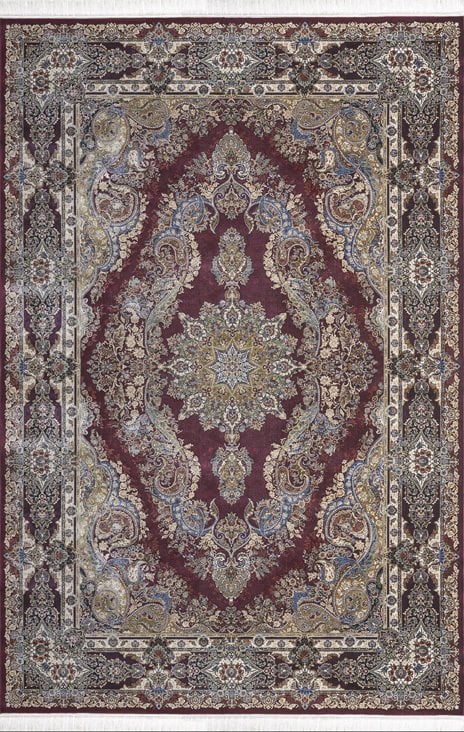Madrid Halı İpeksi Doku Koleksiyonu 445156B KEMİK BORDO
