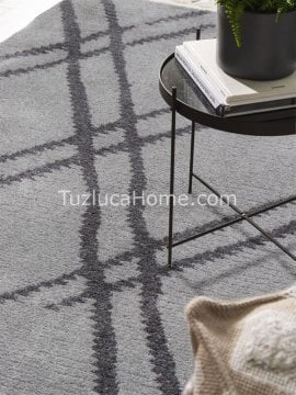 Tuzluca Home Bohem İskandinav Tarz Özel Ölçülü l Makina Halısı 02 Antrasit