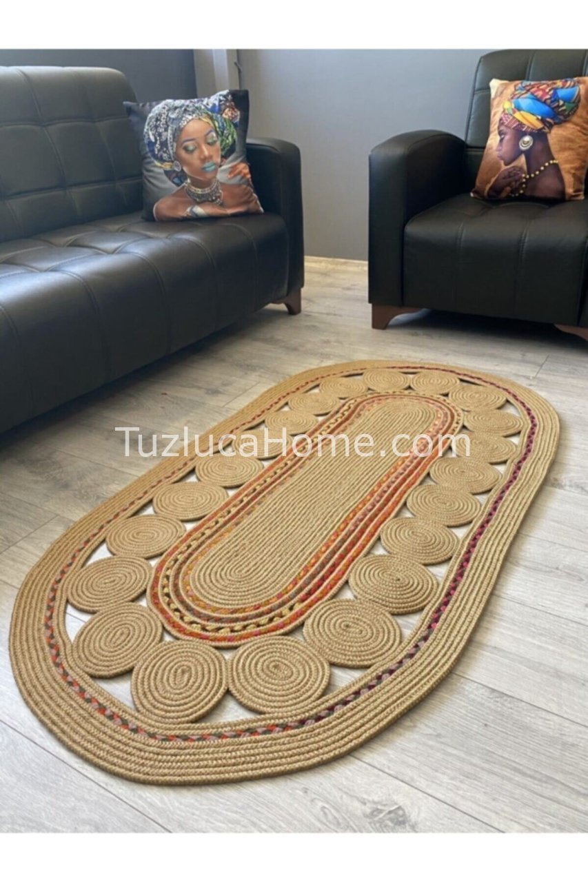 Jüt Halı Doğal El Yapımı Oval Model:401