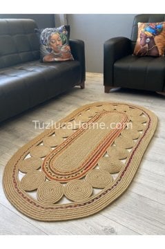 Jüt Halı Doğal El Yapımı Oval Model:401