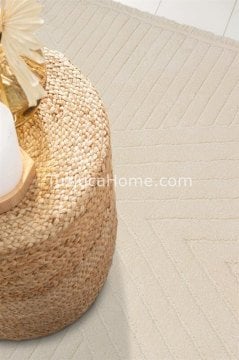 Tuzluca Home Leo Peluş Dokulu Makine Halısı Özel Ölçülü 01 Krem