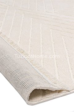 Tuzluca Home Leo Peluş Dokulu Makine Halısı Özel Ölçülü 01 Krem