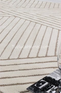 Tuzluca Home Leo Peluş Dokulu Makine Halısı Özel Ölçülü 01 Krem Bej