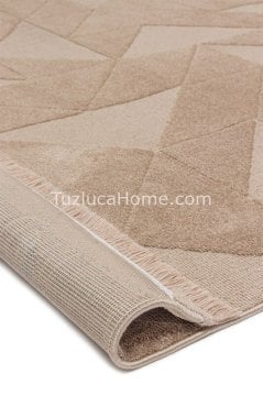 Tuzluca Home Leo Peluş Dokulu Makine Halısı Özel Ölçülü 02 Bej Kahve