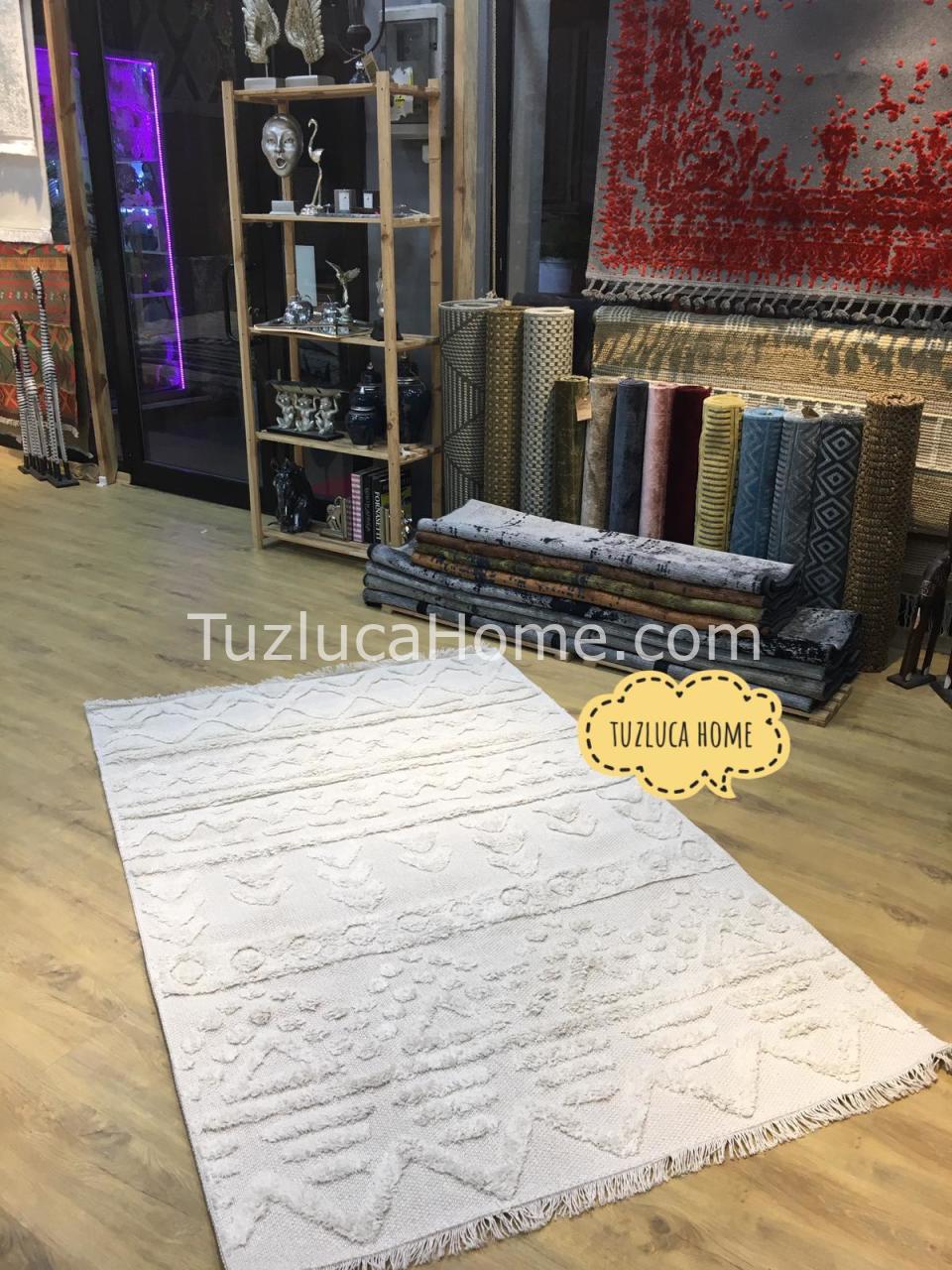 Tuzluca Home İskandinav Tarzı Pamuk Dokuma Halı