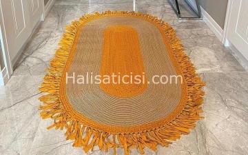 Jüt Halı Doğal El Yapımı Oval Model:630 100X200