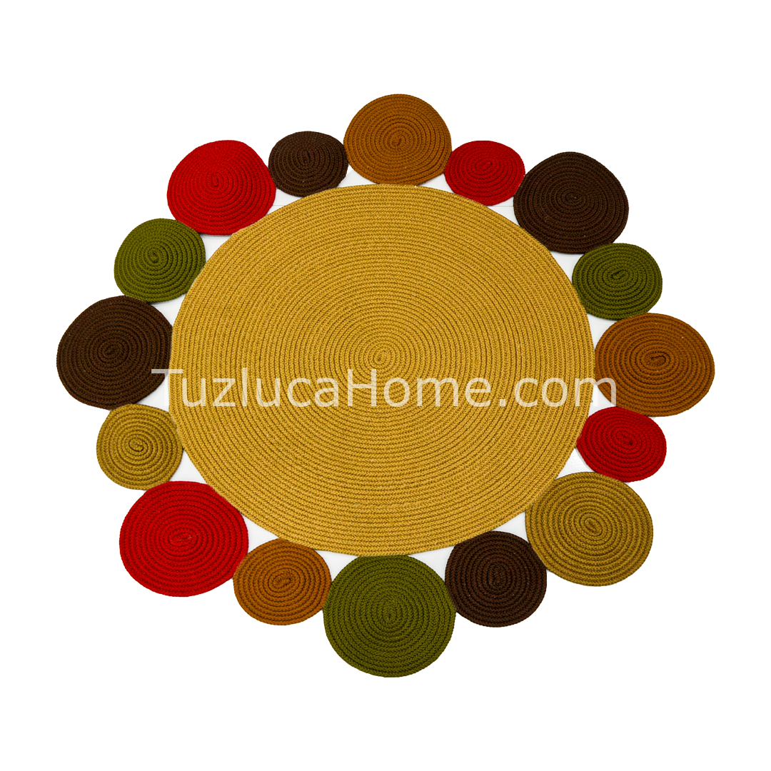 Jüt Halı Doğal El Yapımı Daire Model:415