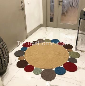 Jüt Halı Doğal El Yapımı Daire Model:415