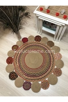 Jüt Halı Doğal El Yapımı Daire Model:416